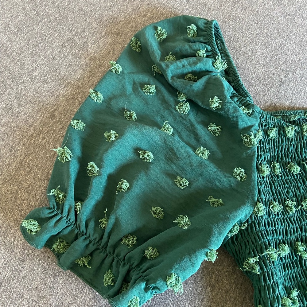 Chic Green Smocked Dress - Picture 6 of 7
